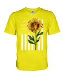 Black America Flag Sunflower Tote Bag - Guys V-Neck - Unisex Long Sleeve