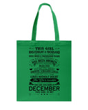 December Girl Has Fought A Thousand Battles T-Shirt - Basketweave Tote Bag - Mug