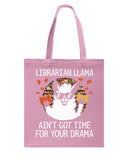 Librarian Llama Ain't Got Time For Your Grandma Tote Bag - Guys Tee - Basketweave Tote Bag