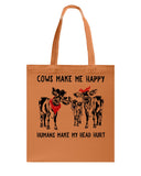 Cows Make Me Happy Tote Bag - Guys Tee - Basketweave Tote Bag