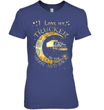 I Lover My Trucker Moon And Back T-Shirt - Ladies V-Neck - Ladies Tee