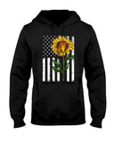 Black America Flag Sunflower Tote Bag - Ladies Tee - Hoodie