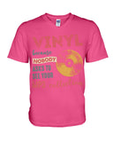 Vinyl Nobody Asks To See Your Mp3 Collection T-Shirt - Guys V-Neck - Basketweave Tote Bag