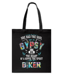 She Has Gypsy Soul And Biker Spirit  Limited Classic T-Shirt - Guys V-Neck - Basketweave Tote Bag