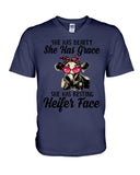 She Has Beauty, Grace, Resting And Heifer Face - Hoodie - Guys V-Neck