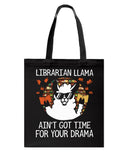 Librarian Llama Ain't Got Time For Your Grandma Tote Bag - Guys Tee - Basketweave Tote Bag