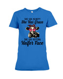 She Has Beauty, Grace, Resting And Heifer Face - Youth Tee - Ladies Tee