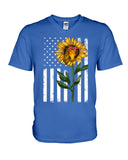 Black America Flag Sunflower Tote Bag - Guys V-Neck - Unisex Long Sleeve