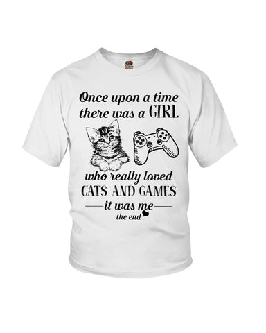 A Girl Who Really Loved Cats And Games - Youth Tee - Ladies Tee