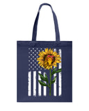 Black America Flag Sunflower Tote Bag - Guys Tee - Basketweave Tote Bag