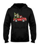 Christmas Cat And Red Car T-Shirt - Ladies Tee - Hoodie