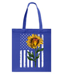 Black America Flag Sunflower Tote Bag - Guys Tee - Basketweave Tote Bag