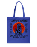 Hattori Hanzo Swords & Sushi T-Shirt - Guys V-Neck - Basketweave Tote Bag