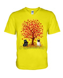 Pug Under Autumn Tree Tote Bag - Guys V-Neck - Unisex Long Sleeve