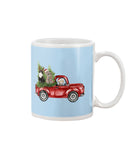 Christmas Cat And Red Car T-Shirt - Mug