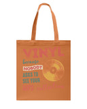 Vinyl Nobody Asks To See Your Mp3 Collection T-Shirt - Guys V-Neck - Basketweave Tote Bag