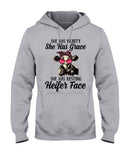 She Has Beauty, Grace, Resting And Heifer Face - Hoodie - Guys V-Neck