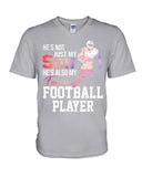 My Son Is Also My Favorite Football Player T-Shirt - Guys V-Neck - Basketweave Tote Bag