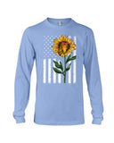 Black America Flag Sunflower Tote Bag - Guys V-Neck - Unisex Long Sleeve