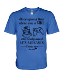 A Girl Who Really Loved Cats And Games - Hoodie - Guys V-Neck