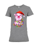 Christmas Lightning Pig T-Shirt - Ladies Tee - Hoodie