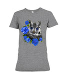 Cute  Owl With Blue Roses Classic Tee - Ladies Tee - Hoodie