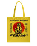 Hattori Hanzo Swords & Sushi T-Shirt - Guys V-Neck - Basketweave Tote Bag