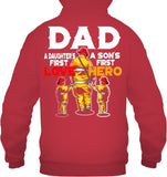 Dad - Daughter's First Love, Son's First Hero T-Shirt - Hoodie - Ladies V-Neck