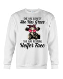 She Has Beauty, Grace, Resting And Heifer Face - Unisex Long Sleeve - Sweatshirt