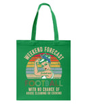 Football -  Good Mom Weekend Forecast T-Shirt - Guys V-Neck - Basketweave Tote Bag