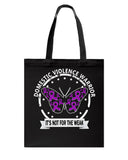 Domestic Violence Warrior Butterfly Tote Bag - Guys Tee - Basketweave Tote Bag