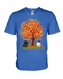 Pug Under Autumn Tree Tote Bag - Guys V-Neck - Unisex Long Sleeve