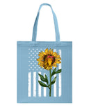 Black America Flag Sunflower Tote Bag - Guys Tee - Basketweave Tote Bag