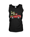 Christmas Cat And Red Car T-Shirt - Unisex Tank Top - Youth Tee