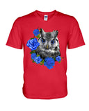 Cute  Owl With Blue Roses Classic Tee - Guys V-Neck - Basketweave Tote Bag