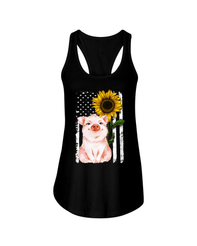 American Flag Sunflower Pig Limited Classic T-Shirt - Ladies Flowy Tank - Youth Tee