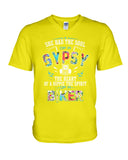 She Has Gypsy Soul And Biker Spirit  Limited Classic T-Shirt - Guys V-Neck - Basketweave Tote Bag