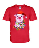 Christmas Lightning Pig T-Shirt - Guys V-Neck - Mug