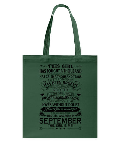 September Girl Hasa Fought Thousands Battles T-Shirt - Basketweave Tote Bag - Mug