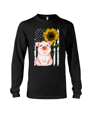 American Flag Sunflower Pig Limited Classic T-Shirt - Unisex Long Sleeve - Mug