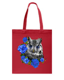 Cute  Owl With Blue Roses Classic Tee - Guys V-Neck - Basketweave Tote Bag