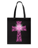 Breast Cancer Cross T-Shirt - Unisex Long Sleeve - Basketweave Tote Bag