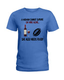 A Woman Needs Wine And Rugby Limited Classic T-Shirt - Hoodie - Ladies Tee