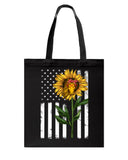 Black America Flag Sunflower Tote Bag - Guys Tee - Basketweave Tote Bag