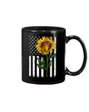 Black America Flag Sunflower Tote Bag - Mug