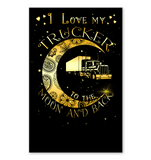 I Lover My Trucker Moon And Back T-Shirt - Youth Tee - Vertical Poster