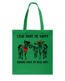 Cows Make Me Happy Tote Bag - Guys Tee - Basketweave Tote Bag