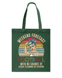 Football -  Good Mom Weekend Forecast T-Shirt - Guys V-Neck - Basketweave Tote Bag