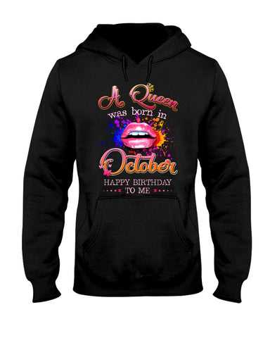 Happy Birthday To October Queen T-Shirt - Hoodie - Basketweave Tote Bag