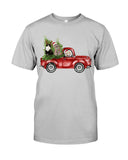 Christmas Cat And Red Car T-Shirt - Guys Tee - Sweatshirt